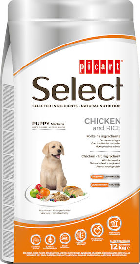 Picart Select Puppy Medium 3kg Dry Food for Medium Breed Puppies with Chicken and Rice