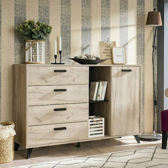 Μπουφές Umbria Ξύλινος με Συρτάρια Grey Oak / Μαύρο 137.5x40x90.5cm Μπουφές Umbria Ξύλινος με Συρτάρια Grey Oak / Μαύρο 137.5x40x90.5cm