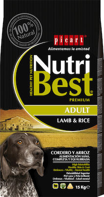 Picart NutriBest Premium Adult 3kg Hrană Uscată pentru Câini Adulți cu Miel și Orez