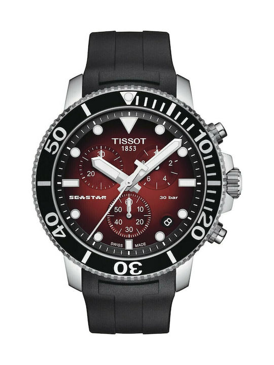 Tissot Seastar 1000 Men's Watch 45.5mm Chronograph Battery with Black Rubber Strap