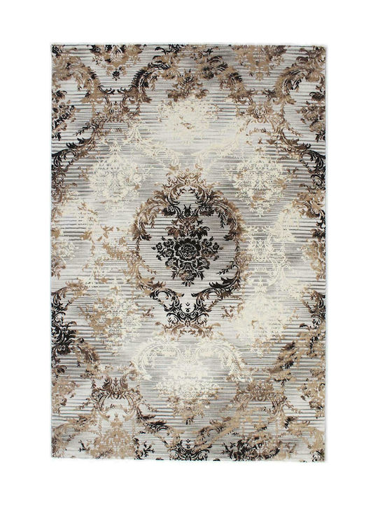 Balsan Rug Rectangular Brown Damask Beige Grey