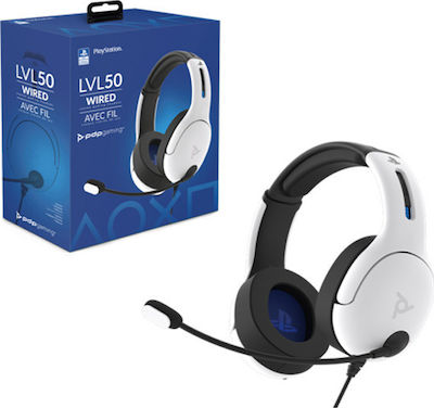 PDP LVL50 PS4 Über Ohr Gaming-Headset mit Verbindung 3,5mm Weiß