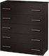 SB 5 Wooden Chest of Drawers with 5 Drawers Wenge 80x45x90cm