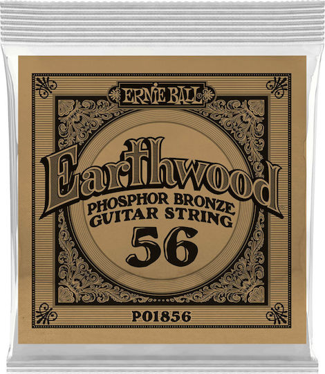 Ernie Ball Earthwood Single Phosphor Bronze Acoustic Guitar Strings 6 Pieces 56"