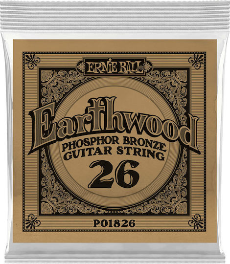 Ernie Ball Single Phosphor Bronze Strings 6pcs for Acoustic Guitar Earthwood 26"