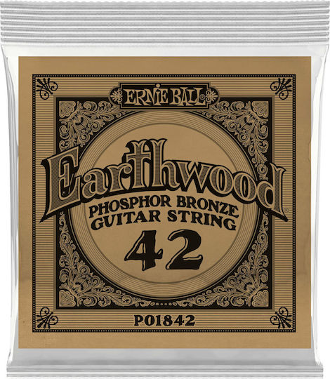Ernie Ball Earthwood Single Phosphor Bronze Acoustic Guitar Strings 6 Pieces 42