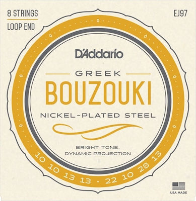 Daddario Πλήρες Σετ Nickel Plated Steel Χορδών για Μπουζούκι Greek Bouzouki .010, .010, .013, .013, .022w, 010(p), .028w, .013(p)"