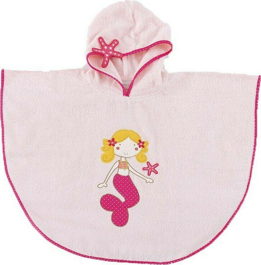 Palamaiki Baby Bademantel Kapuzen Poncho Funny Faces Rosa 60x76cm