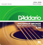 Daddario Set of Phosphor Bronze Strings for Acoustic Guitar Heavy 14 - 59"