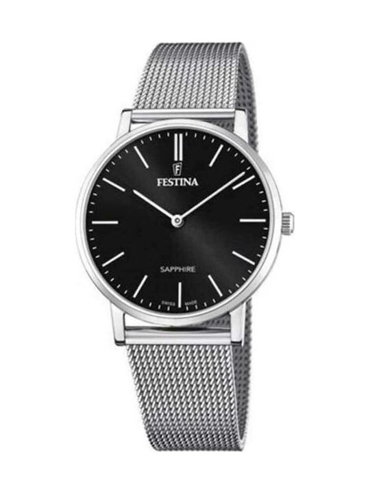 Festina Ρολόι Μπαταρίας με Μεταλλικό Μπρασελέ σε Ασημί χρώμα