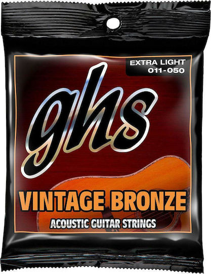 GHS Strings Vintage Set of Bronze Acoustic Guitar Strings 11 - 50 Extra Light
