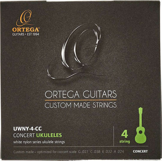 Ortega Set of Nylon Strings for Ukulele White Nylon Series Concert Ukulele 24 - 32"