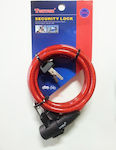 Tonyon TY513 Bicycle Cable Lock with Key Red