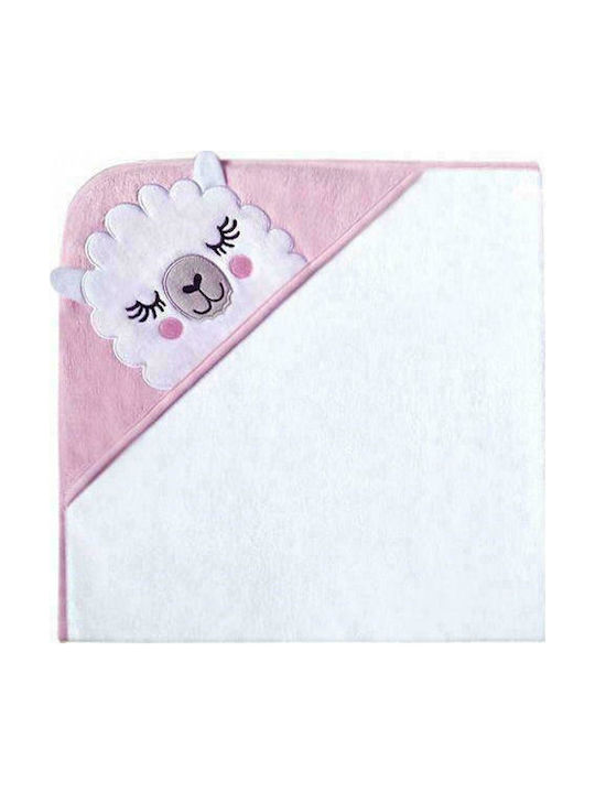 Kikka Boo Βρεφική Κάπα-Μπουρνούζι με Κουκούλα Sleepy Lama Pink 80x80εκ.