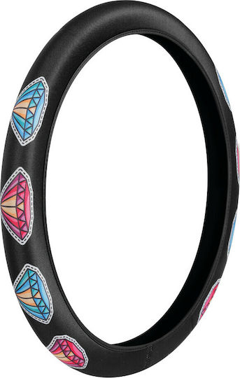 Lampa Car Steering Wheel Cover Skin-Cover Elasticized with Diameter 35-37cm Synthetic Black Diamond