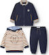 Mayoral Kids Sweatpants Set Blue 3pcs Ζακέτα & Φούτερ