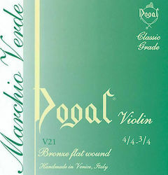 Dogal Set of Steel Strings for Violin 4/4 / 3/4 Green Tag Violin