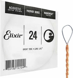 Elixir Single Phosphor Bronze String for Acoustic Guitar Nanoweb Loop End .024" 15762