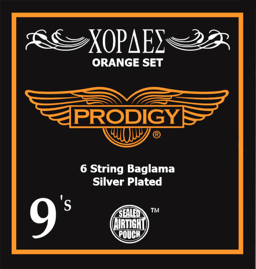 Prodigy Set of Silver Plated Strings for Baglama Orange 6 String Baglama 9 - 22"