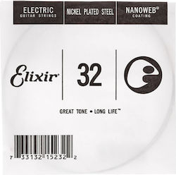 Elixir Einzelne Vernickelter Stahl Saite für E-Gitarre Nanoweb Electric .032"