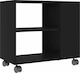 Rectangular Side Table Wooden with Wheels Black Velvet-Black Metal L70xW35xH55cm.