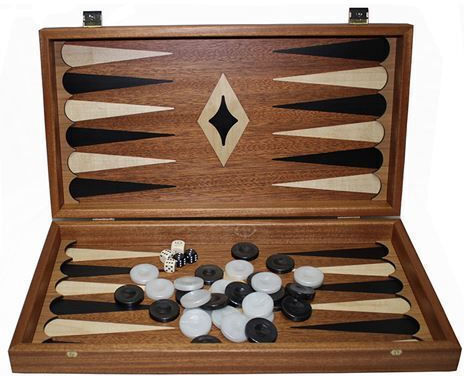 Manopoulos Mahogany Handmade Backgammon Wooden with Checkers 48x48cm