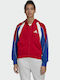 Colorblock Women's Sweatshirt Jacket Hooded Scarlet Red