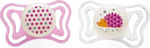Chicco Pacifiers Silicone Stars / Hedgehog Pink-White Night for 16-36 months 2pcs