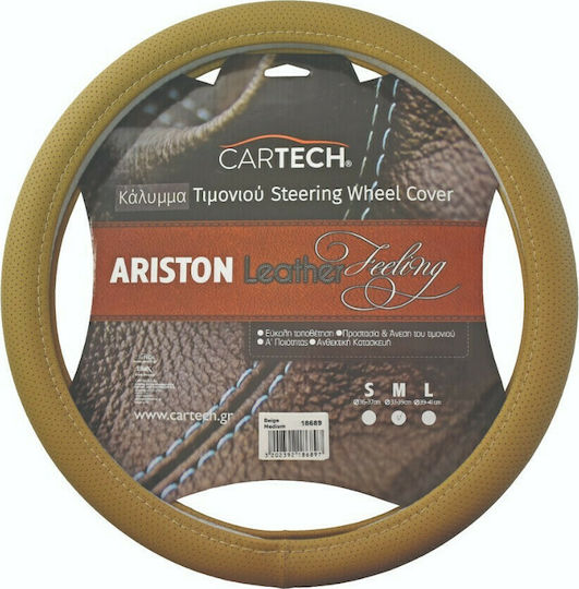 Cartech Κάλυμμα Τιμονιού Αυτοκινήτου Αriston Leather Feeling με Διάμετρο 38εκ. από Δερματίνη Μπεζ