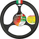 Lampa Car Steering Wheel Cover Flag of Italy with Diameter 35-37cm made of Leatherette Black