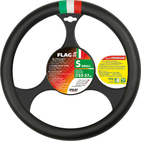 Lampa Car Steering Wheel Cover Flag of Italy with Diameter 35-37cm made of Leatherette Black