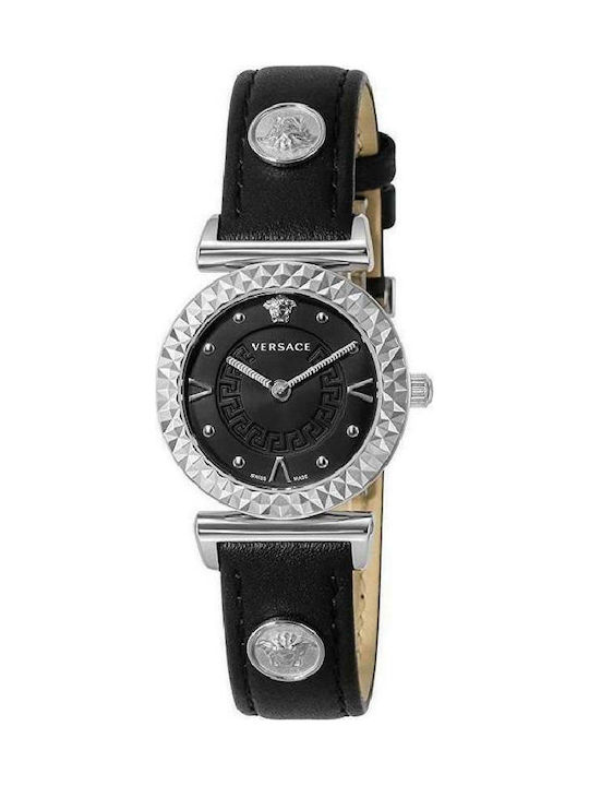 Versace Watch with Black Leather Strap VEAA00118