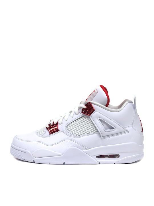 Jordan Air Jordan 4 Retro Bărbați Cizme White / Metallic Silver / University Red