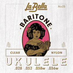 La Bella Set of Nylon Strings for Ukulele 25 Baritone Ukulele .028, .032, .038w, .036w"