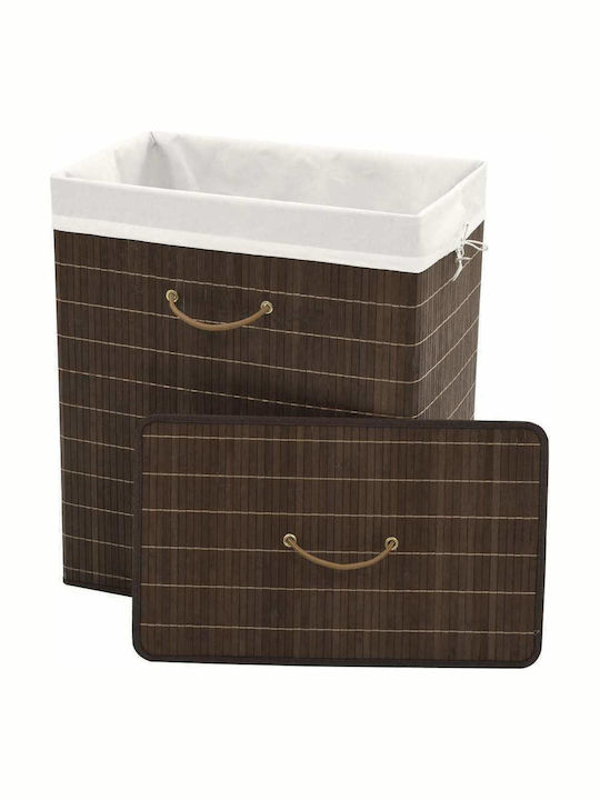 vidaXL Collapsible Bamboo Laundry Basket with Lid 52x32x60cm Brown