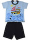 Pretty Baby Pijama pentru copii De vară Albastră Tiger Ship