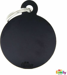 My Family Basic Dog ID Tag Circular Black Metal...