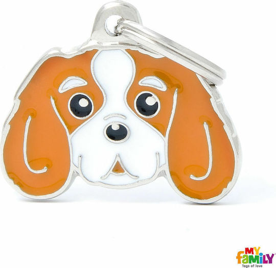 My Family Friends Cavalier King Hunde-Identifikationsmarke Orange Metall Personalisierung