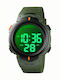 Skmei Digital Men's Watch 45mm Battery with Rubber Strap Army Green