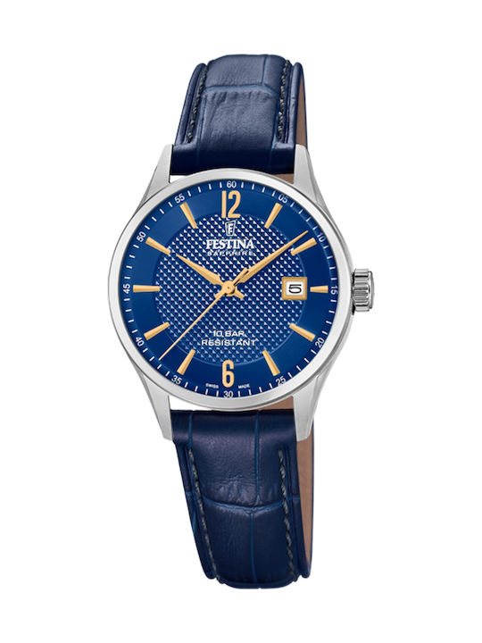 Festina Damen Uhr mit Blau Lederarmband