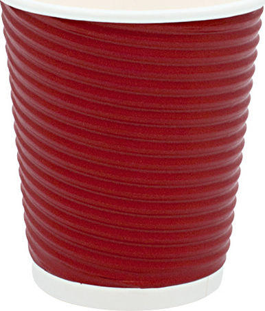 Intertan Ripple Disposable Cup Paper Double Wall Burgundy 240ml 25pcs