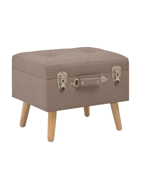 Stool For Living Room With Storage Space Upholstered with Fabric Brown 40x33x33cm