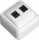 Eurolamp Priză de telefon cu cadru Dublu în culoarea Alb 147-16244