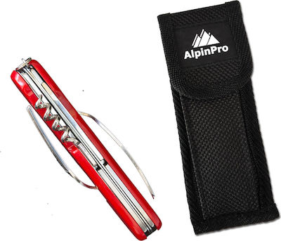 AlpinPro Komodo Unealtă Multifuncțională Red/Silver cu Lamă din Oțel inoxidabil cu Teacă