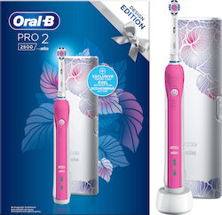 Oral-B Pro 2 2500 Design Edition Ηλεκτρική Οδοντόβουρτσα με Χρονομετρητή και Αισθητήρα Πίεσης Pink & Travel Case
