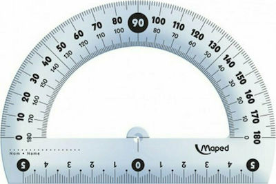 Maped Protractor Plastic Transparent 12cm with Handle Essential Cristal