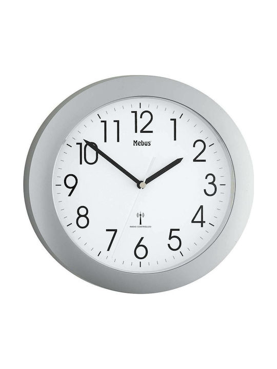Mebus Wall Clock Plastic Silver Ø25cm