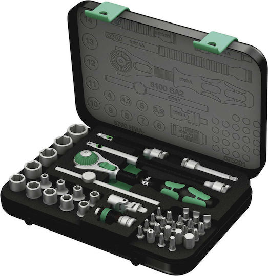 Wera 8100 SA Καστάνια με Καρυδάκια 1\4" 42τμχ