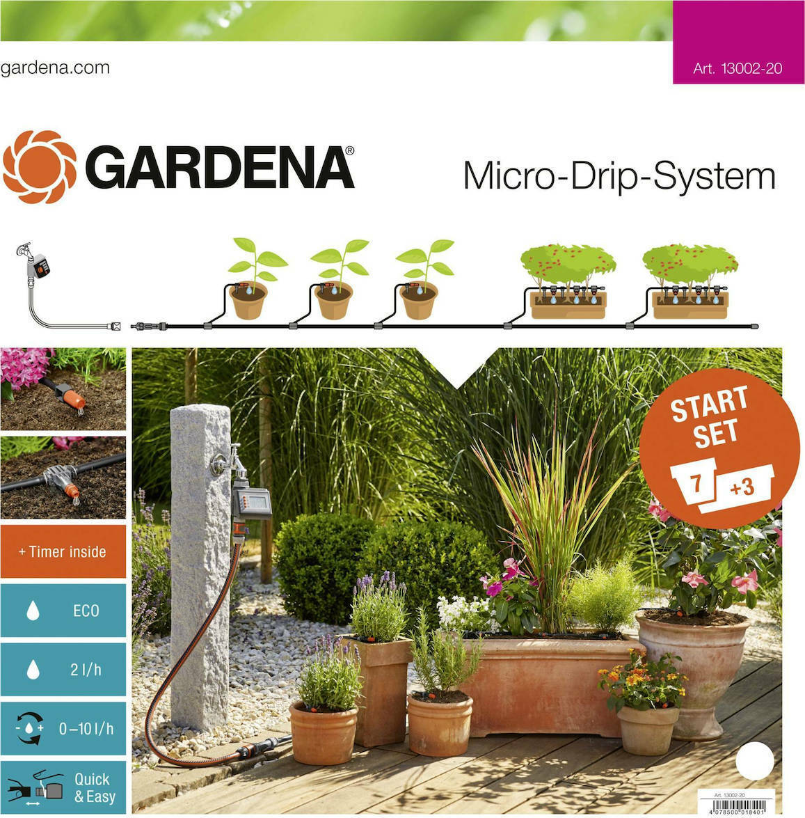 Gardena MicroDrip Starter Set Flower Pots M Automatic 1300220 Skroutz.gr