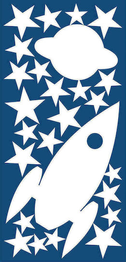 Ango Kids Vinyl Glow-in-the-Dark Wall Sticker Rocket & Stars 51pcs